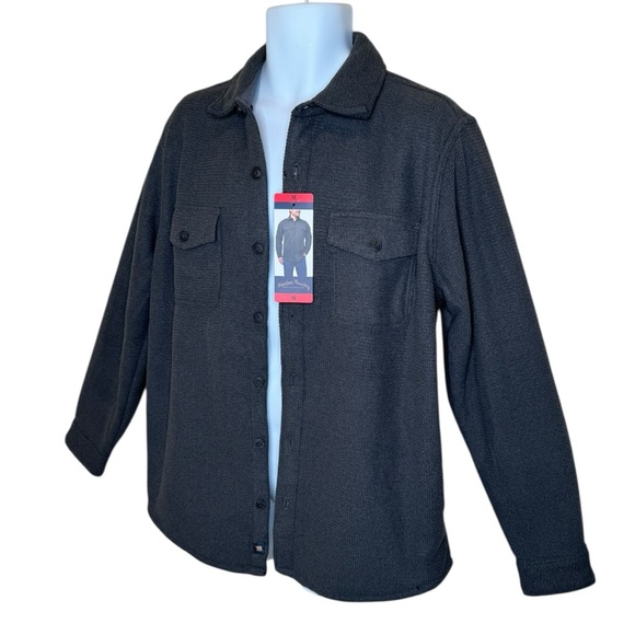 Freedom Foundry Men’s Textured Fleece Shirt Jacket M Button-Front Lined Gray NWT - Picture 4 of 8